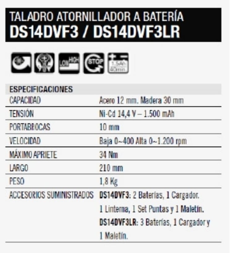 Taladro Atornillador Bateria (DS14DVF3) – IMPERIO MEDELLIN STORE